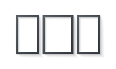 Wall picture frame templates isolated on white background. Blank photo frames with shadow and borders and shadow vector illustration. Empty frame for photo or image picture in museum