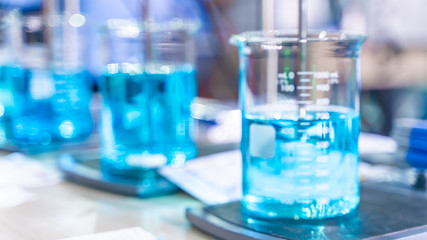 Blue Solution In Glass Beaker 