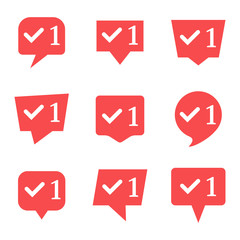 Set of nine notifications in social media with check