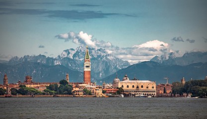 Italy beauty, unbelievable , San Marco with Dolomites behind, Venice, Venezia