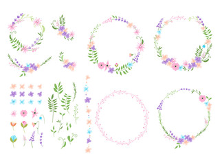 Set of minimalistic floral elements for your design.