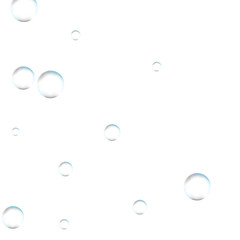 Underwater fizzing air bubbles on white background. Fizzy sparkles in water, sea, aquarium, ocean. Effervescent drink. Undersea vector texture.