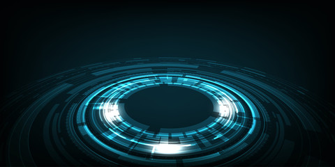 digital business , vector tech circle and technology background