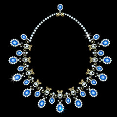 Diamond necklace with sapphires