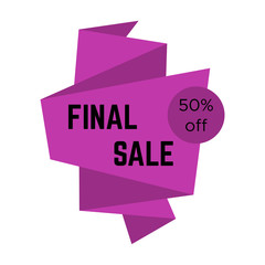 Purple final sale sticker with text