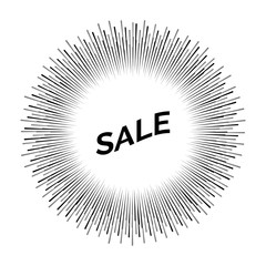 Black sale sticker with fireworks