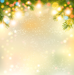 Fototapeta na wymiar Holiday background with a christmas tree and garland. Vector
