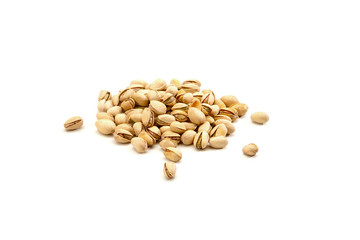 Pistachio nuts salted isolated on a white background