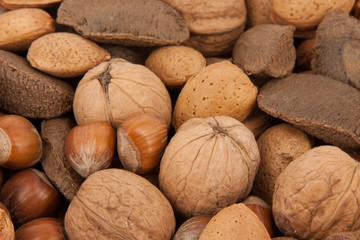 background with different kind of nuts