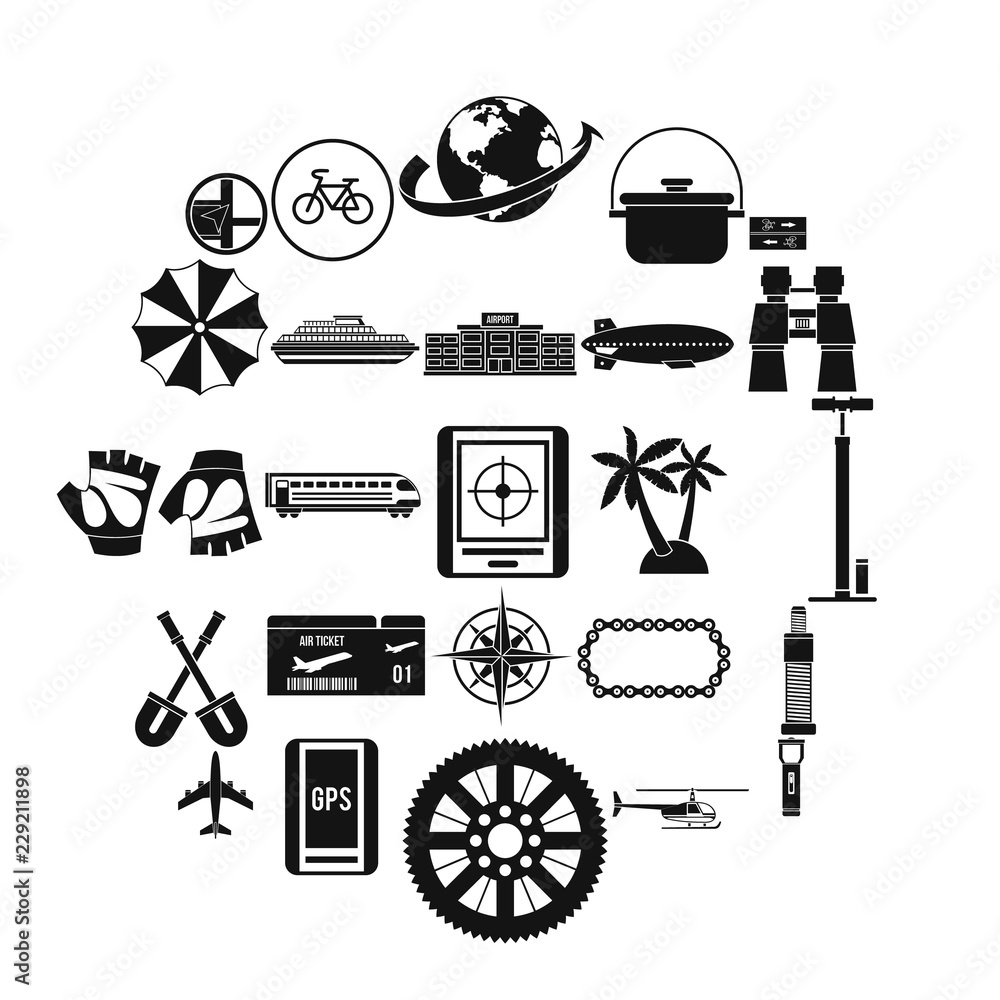 Poster voyage icons set. simple set of 25 voyage vector icons for web isolated on white background