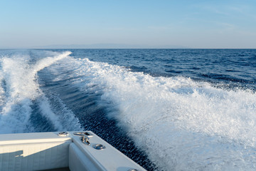 view behind the speed boat