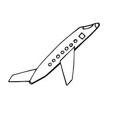 Obraz premium Abstract vector illustration of an air plane. Grunge free hand drawing.