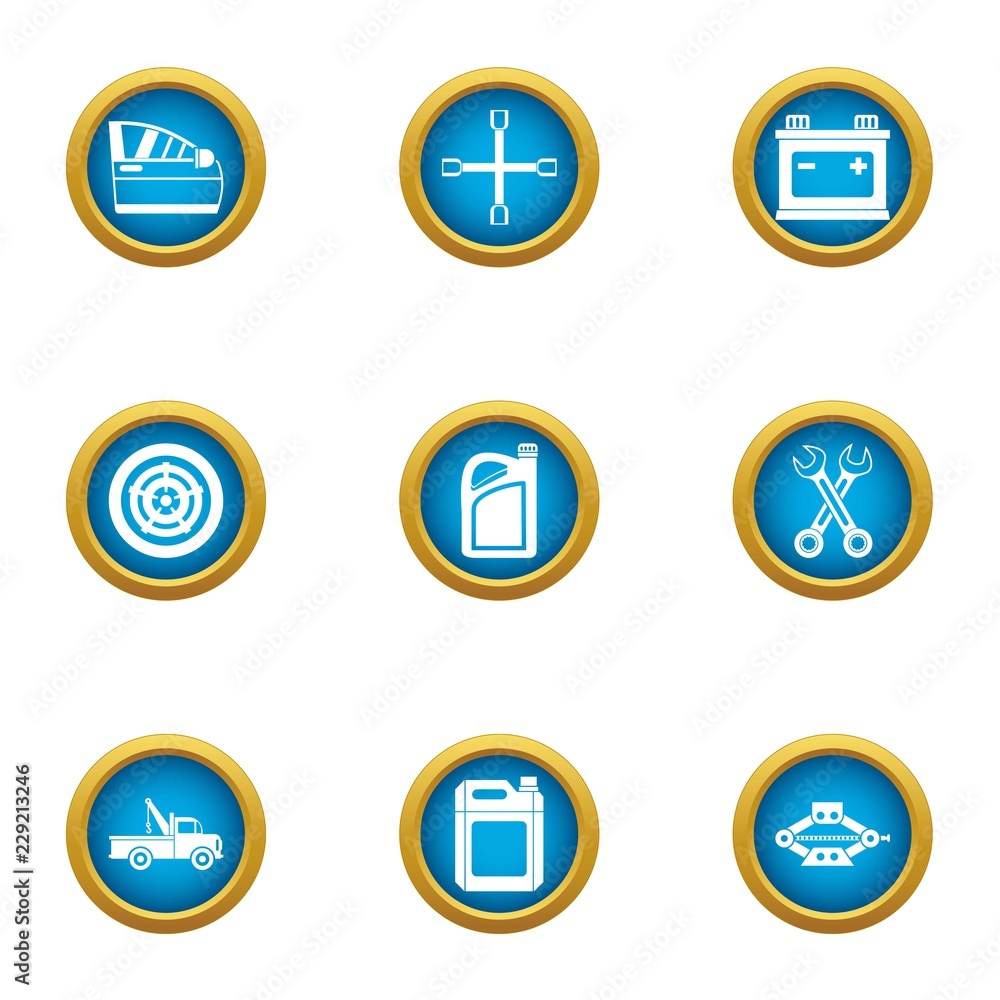 Aufkleber old shop icons set. flat set of 9 old shop vector icons for web isolated on white background