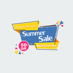 Collection of Sale Discount Banners, Popup, Labels, Ribbon, Tags, Emblems. Flat design full color. EPS 10 Vector