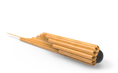 3d rendering. perspective view of Traditional Thai blow musical flute, bamboo pan pipe khean with clipping path on white background.