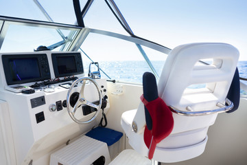 Inside the cockpit of yacht