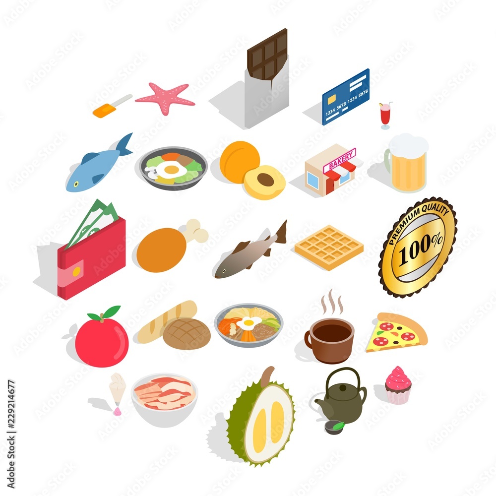 Poster filling for bun icons set. isometric set of 25 filling for bun vector icons for web isolated on whit