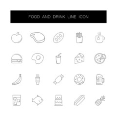 Line icons set. Food and drink pack. Vector illustration	