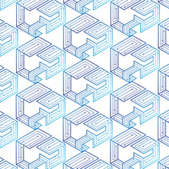 Isometric Background of Squares .Geometric 3D Pattern