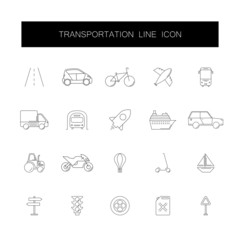 Line icons set. Transportation pack. Vector illustration	