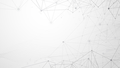 Abstract futuristic connecting dots and line  with polygonal on white color background.vector technology design.