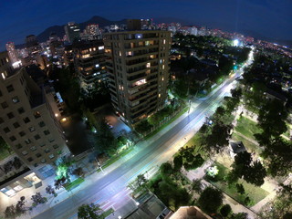 Night falls at a city