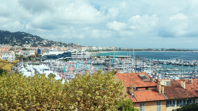 Top view of the port of Cannes