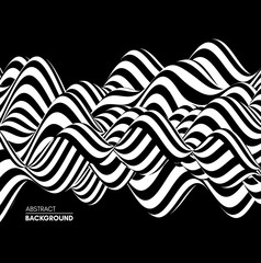 Black and white design. Pattern with optical illusion. Abstract 3D geometrical background. Vector illustration.