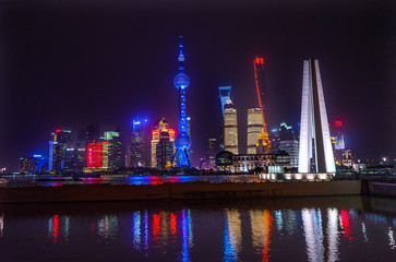 Obraz na płótnie Canvas Monument Heroes TV Tower Pudong Bund Huangpu River Shanghai China