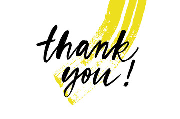 Thank you, handwritten phrase. Modern brush calligraphy.