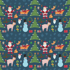 seamless pattern_5_for Christmas and new years theme in the style of a flat background can be replaced