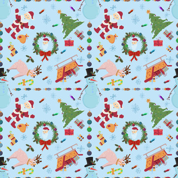 seamless pattern_3_for Christmas and new years theme in the style of a flat background can be replaced
