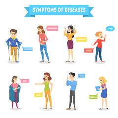 Collection of symptom of different illness. Body sickness.