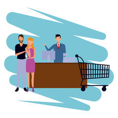 People shopping cartoon