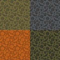 Set of Halloween vector seamless patterns