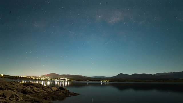 Milky Way setting over Lake Jindabyne 4K