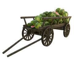 Fototapeta premium Wooden cart watermelons