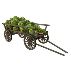Fototapeta na wymiar Wooden cart watermelons