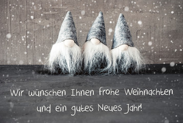 Gnomes, Snowflakes, Gutes Neues Jahr Means Happy New Year