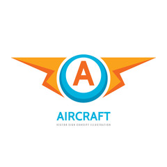 Aircraft - vector business logo template concept illustration in flat style. Letter A creative sign. Power energy lightning symbol. Graphic design element.  