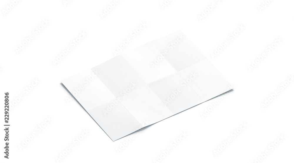 Poster blank white chart booklet mockup, isolated, side view, 3d rendering. empty guide brochure mock up. c