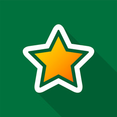 Obraz premium Golden star icon with long shadow on green background. Vector Illustration EPS 10
