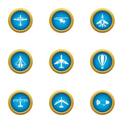 Steel wing icons set. Flat set of 9 steel wing vector icons for web isolated on white background