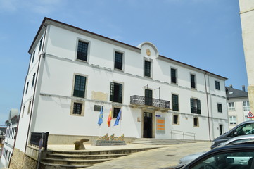 Main Facade Of Castropol Town Hall. August 2, 2018. Architecture, Nature, Travel. Castropol, Asturias, Spain.