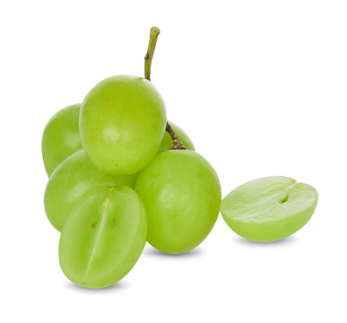 Green Grapes Isolated On White Background