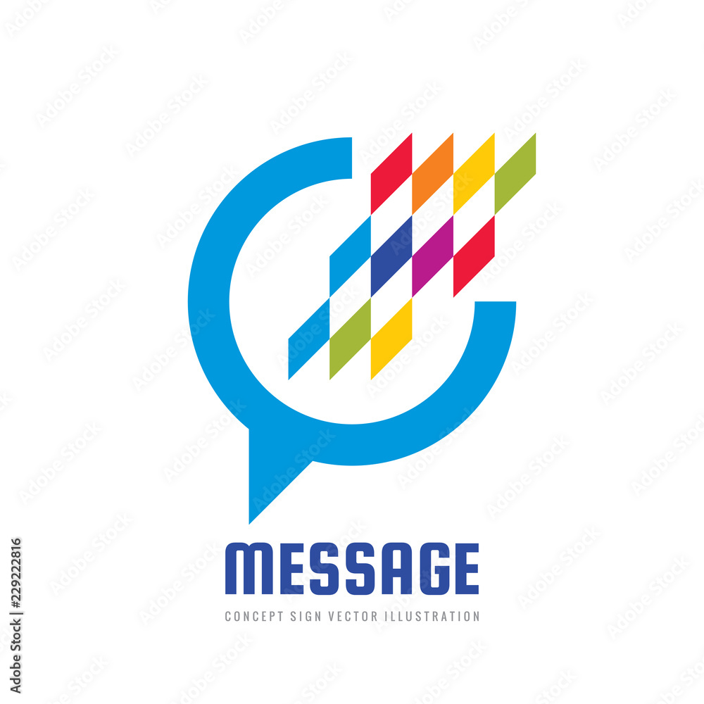Poster message - speech bubbles vector logo concept illustration in flat style. dialogue talking icon. chat