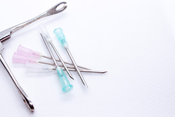 Cannula. Isolated on white of medical needle. Macro shot 