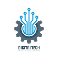 Digital tech - vector business logo template concept illustration. Gear electronic factory sign. Cog wheel technology symbol. SEO emblem. Design element