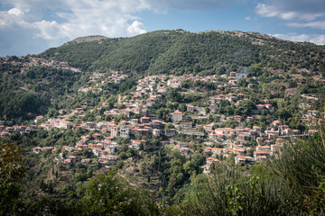 Fototapeta na wymiar Full view of Mountain Village of Lagkadia , Greece.