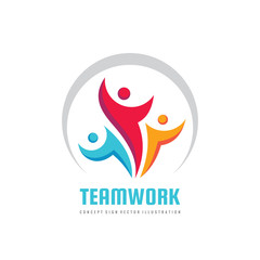 Teamwork vector business logo template creative illustration. People group sign. Social media symbol. Friendship concept. Design elements